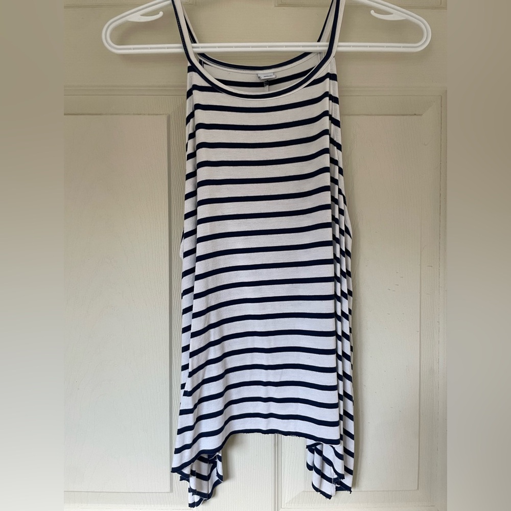 Old Navy Women's Navy and White Striped Tank Top